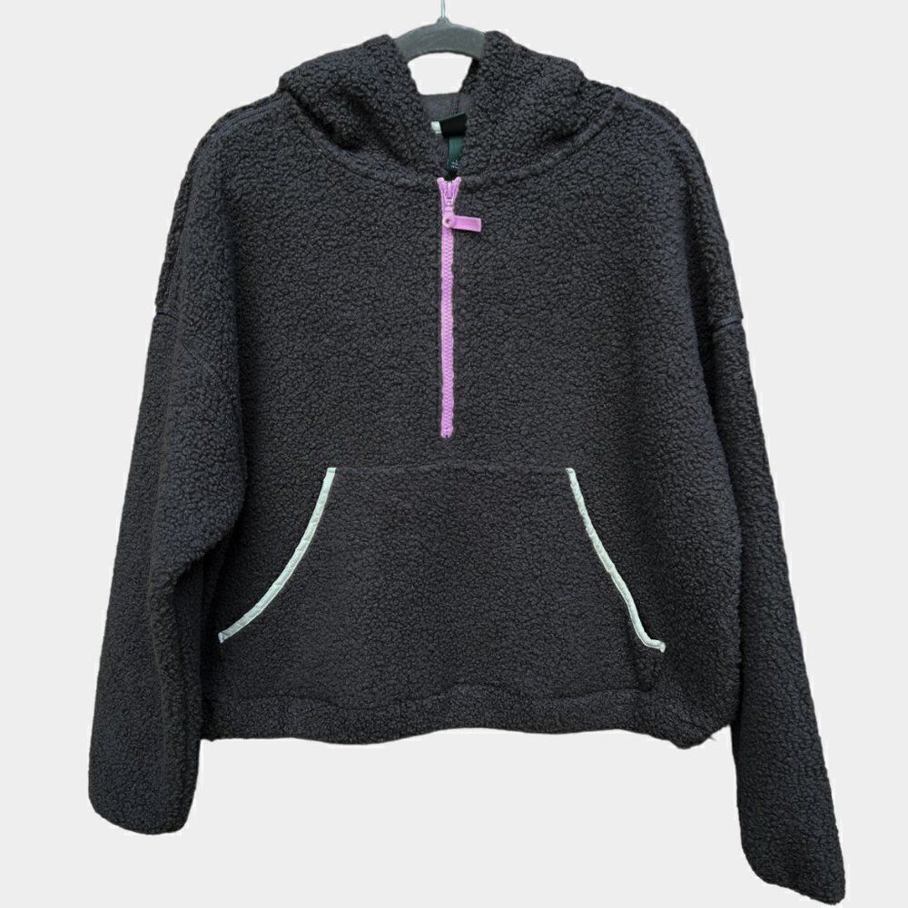 NWT Wild Fable Gray Purple Zipper Sherpa Hooded Quarter Zip Sweatshirt Hoodie - Picture 3 of 9